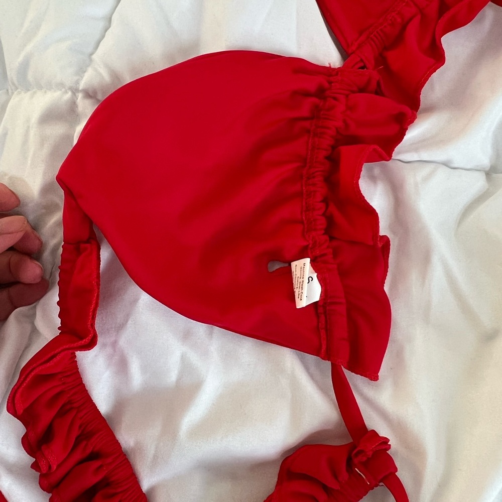 Red Ruffled Bikini Top - Picture 3 of 9